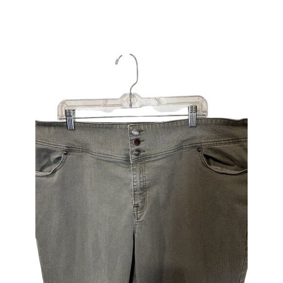 Lane Bryant Womens Plus Size 24 Olive Green Skinny Stretch Jeans W/ Button Fly C - Picture 2 of 6